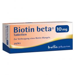Ein aktuelles Angebot für BIOTIN BETA 10 mg Tabletten 20 St Tabletten  - jetzt kaufen, Marke betapharm Arzneimittel GmbH.