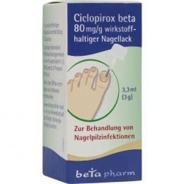 CICLOPIROX beta 80 mg/g wirkstoffhalt.Nagellack 3.3 ml Wirkstoffhaltiger Nagellack