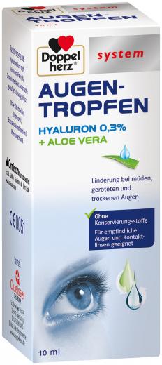 Ein aktuelles Angebot für DOPPELHERZ Augen-Tropfen Hyaluron 0,3% und Aloe Vera 10 ml Flüssigkeit Trockene & gereizte Augen - jetzt kaufen, Marke Queisser Pharma GmbH & Co. KG.