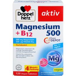 DOPPELHERZ Magnesium 500+B12 2-Phasen Depot Tabl. 120 St.