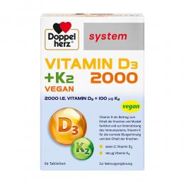 DOPPELHERZ Vitamin D3 2000+K2 system Tabletten 60 St Tabletten