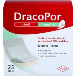 DRACOPOR sensitiv 8x10 cm steril m.Silikonkleber 25 St.