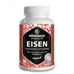 Ein aktuelles Angebot für EISEN 20 mg+Histidin+Vitamine C/B9/B12 Kapseln 90 St Kapseln Multivitamine & Mineralstoffe - jetzt kaufen, Marke Vitamaze GmbH.