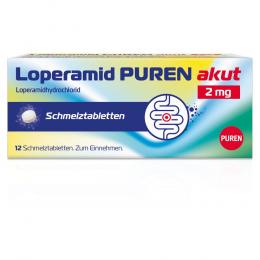 LOPERAMID PUREN akut 2 mg Schmelztabletten 12 St Schmelztabletten