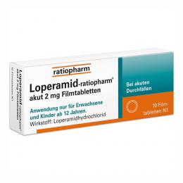 Loperamid-ratiopharm akut 2mg Filmtabletten 10 St Filmtabletten