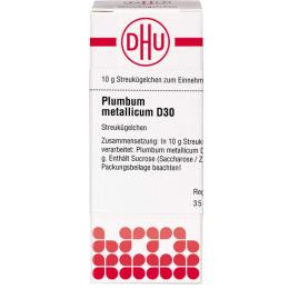 PLUMBUM METALLICUM D 30 Globuli 10 g