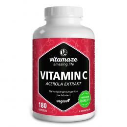 VITAMIN C 160 mg Acerola Extrakt pur vegan Kapseln 180 St Kapseln