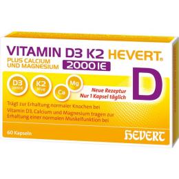 VITAMIN D3 K2 Hevert+Calcium u.Magnes.2000 IE Kps. 60 St.